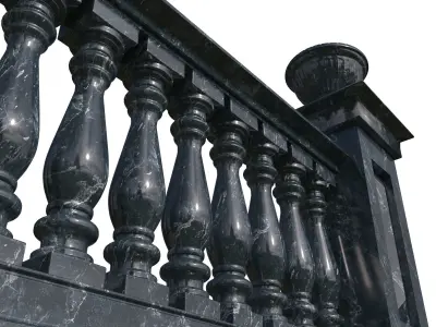 Marble fence balasins and columns 3D model