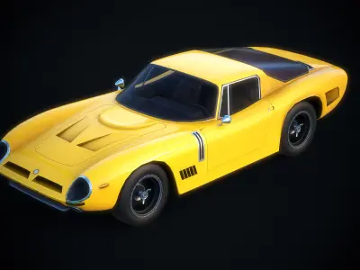 Bizzarini 5300 Authentic Car Game Ready Low-poly 3D model
