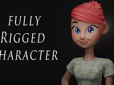 Catoon Woman - FULLY RIGGED Low-poly 3D model