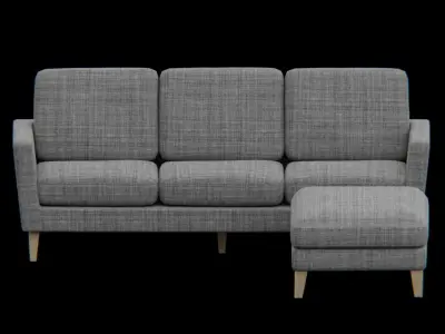 Sofa and Ottoman furniture set Low-poly 3D model