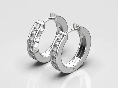 Diamond Hoop Earrings  011411 3D print model