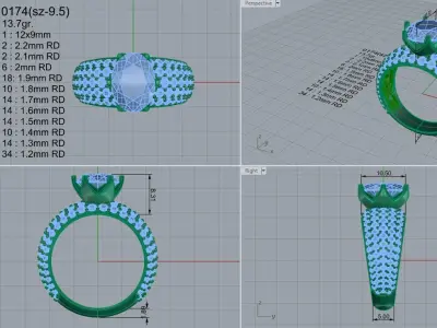Oval Cut Diamond Luxury Ring 0174 3D print model