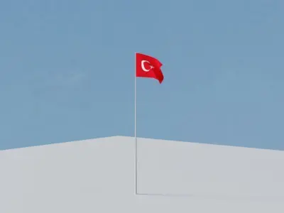 Animated Turkish Flag Free 3D model