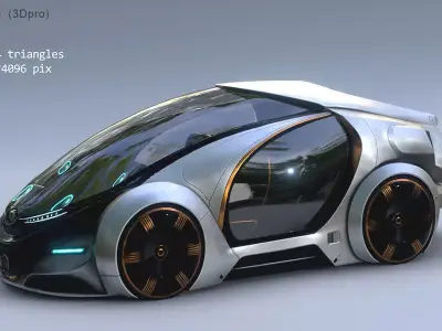 3Dpro CAR scifi 3 Low-poly 3D model