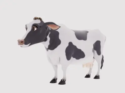 Cow 3D Model cartoon looking at camera 3D model