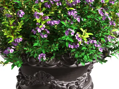 Hanging basket flowerpot rattan pot with flowers  3D model get