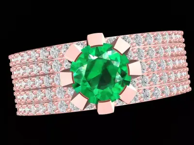Luxury Emerald and Diamond Engagement Ring for Women 2649 3D print model