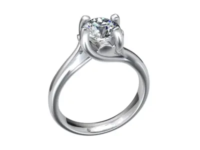 Engagement Ring Twisted Solitaire Ring STL File-CC100 3D print model