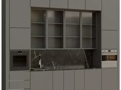 Modern Olive Gray Kitchen Set  Free 3D model