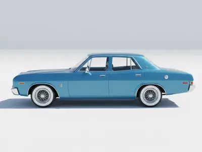1970s Classic American-Style Sedan Low-poly 3D model