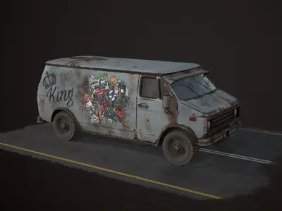 OLD VAN PBR LowPoly Low-poly 3D model