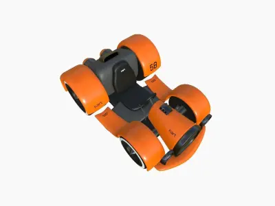 Cartoon Kart E06 Orange - Vehicle Racing Design Low-poly 3D model