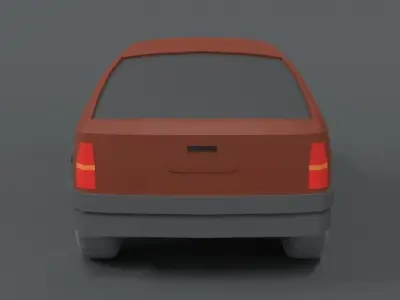 Low Poly Retro Cartoon Car Low-poly 3D model
