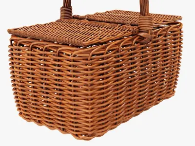 Wicker picnic basket 3D model