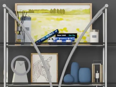 Set - 3 modern glass bookcase 3D model