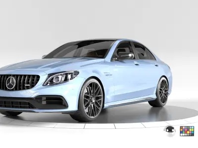 Mercedes C63 Sedan -Rigged- Render Ready-unreal-vray-redshift 3D model