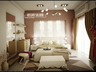 Modern bedroom scene 3D model Bed room 1 Free 3D model