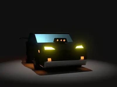 Low Poly Street Car Rig Low-poly 3D model