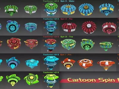 Cartoon Spin Low-poly 3D model