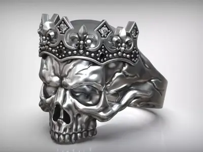 Skull Head Queen Tiara Diamond Ring 3D print model