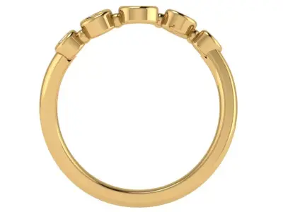 Twisted open Ring with Six Bezel setting stones 3D print model
