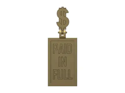 Dollar bail paid in full pendant  3D print model