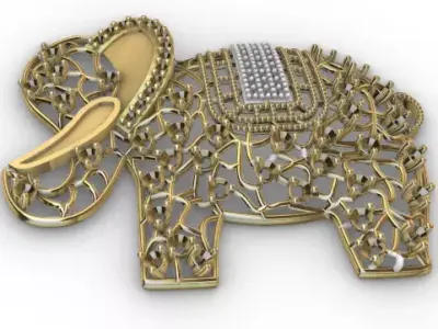 Gold elephant and gems  Elefante de oro y gemas 3D print model