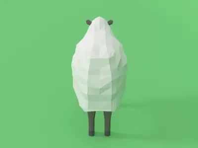 Low Poly Cartoon Sheep Low-poly 3D model