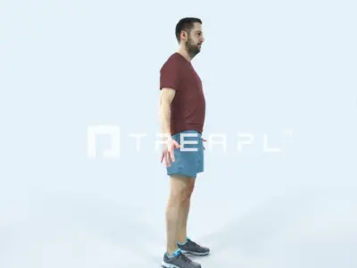 Portrait 09F Animated Rigged Sports Man Low-poly 3D model