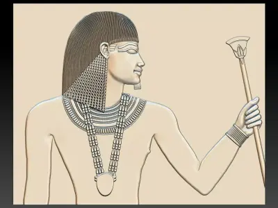 Egyptian Pharaoh bas-relief 3d stl model cnc 3D print model