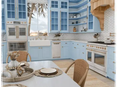 Coastal Kitchen Blender Scene 3D model