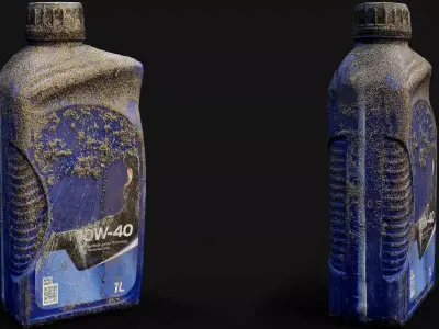 dirty car oil bottle PBR photogrammetry Low-poly 3D model