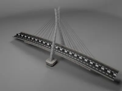 Suspension bridge high detail  3D model