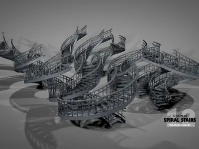 Spiral Stairs v2023 Low-poly 3D model