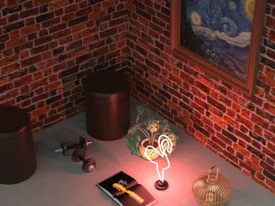 Neon Led Flamingo 3D model