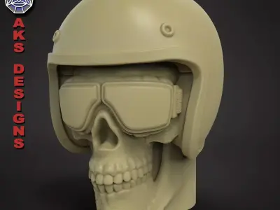 Biker skull 2 Pen holder 3D print model