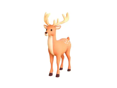 Cartoon Reindeer 6 Cute Low-poly 3D model