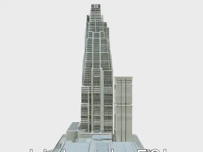 Futuristic Skyscraper Architecture Model Low-poly 3D model