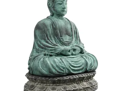 Buddha japanese statue Low-poly 3D model