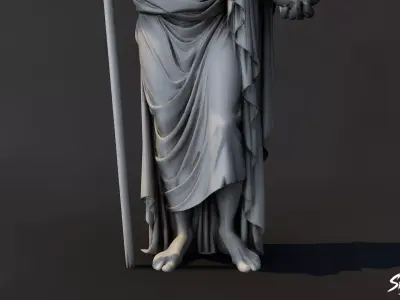 Zeus Statue  Low-poly 3D model