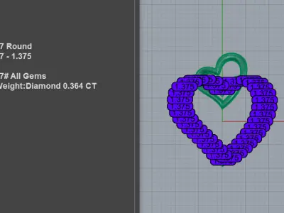 Stunning Connected Hearts Diamond Pendant 3D print model