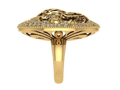 Ring390 gold ring with diamonds 3D print model