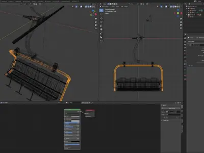 Armchair for ski lift for four seats 3D model