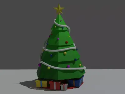 Christmas tree with gifts Low-poly 3D model