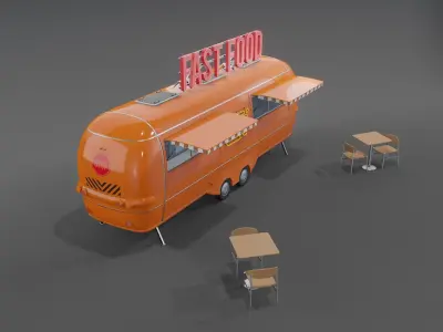 Orenge Fast Food Trailer 3D model