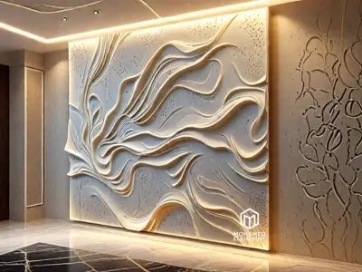modern panel wall decor set wall relief mural CNC 102 3D model
