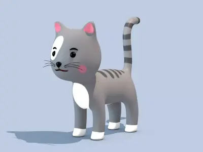 Cartoon Cat Low-poly 3D model 2