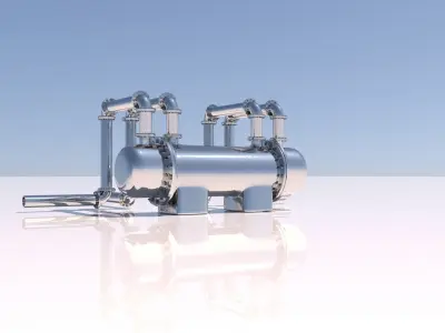 Refinery Shell and Tube Heat Exchanger 3D model