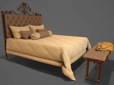 Bed game ready 3d model Low-poly 3D model
