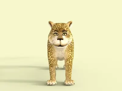 Cartoon Leopard Rigged 3D model